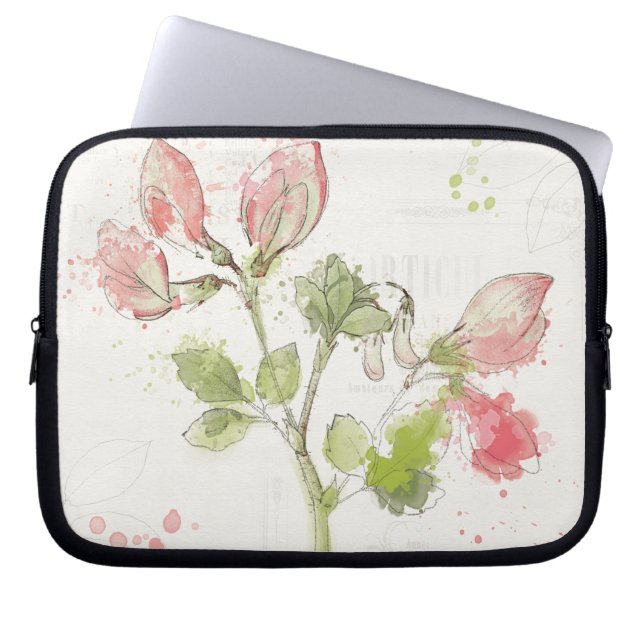 Waterverf zoete peul laptop sleeve (Voorkant)
