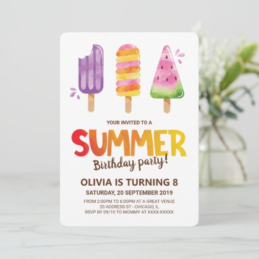 Waterverf Zomdag Kaart (Staand voorkant)