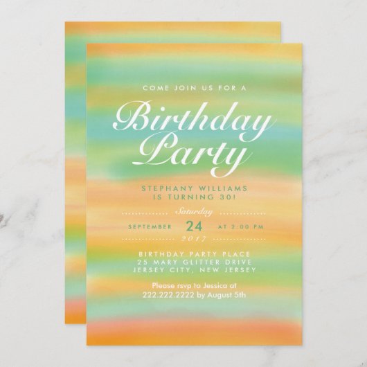 Waterverf Zomdag Zondag-zaterdag Uitnodiging (Voorkant / Achterkant)