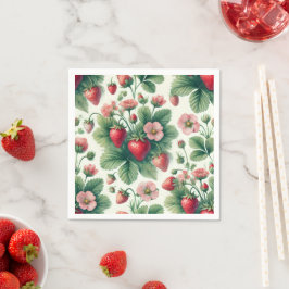 Waterverf Zomer Aardbeien Servet