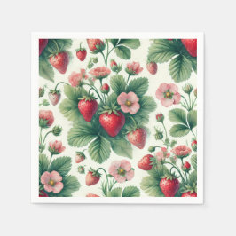 Waterverf Zomer Aardbeien Servet