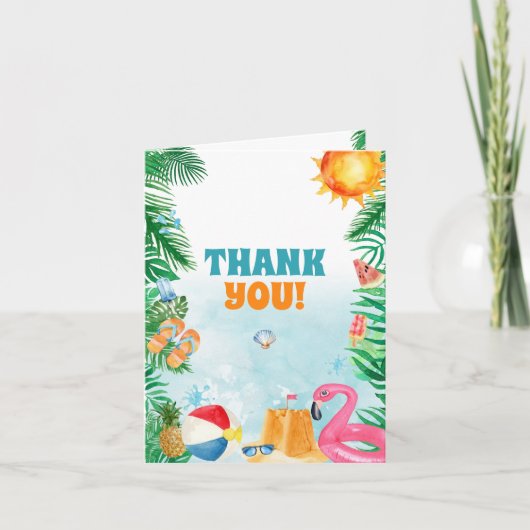 Waterverf Zomer Beach Party Bedankkaart (Voorkant)