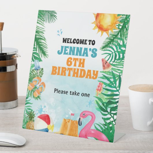 Waterverf Zomer Beach Party Reclamebord Met Voetstuk (Insitu)