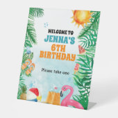 Waterverf Zomer Beach Party Reclamebord Met Voetstuk (Voorkant)