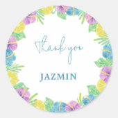 Waterverf zomer bloemen bruiloft klassiek ro ronde sticker (Voorkant)