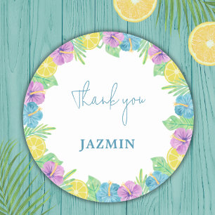 Waterverf zomer bloemen bruiloft klassiek ro ronde sticker
