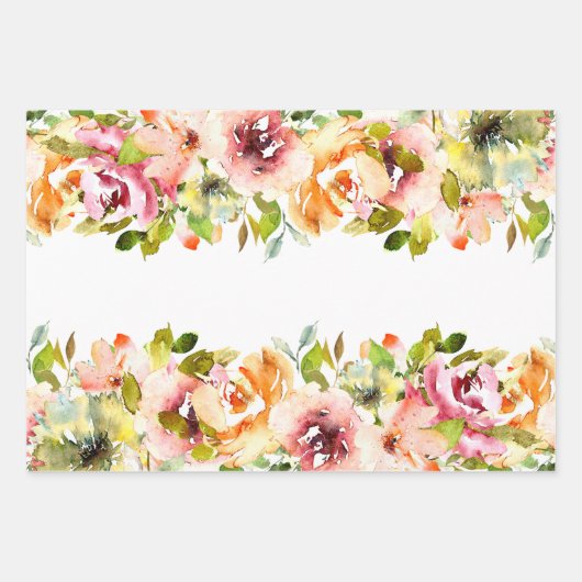 Waterverf Zomer Bloemen Verpakking Papier Bladen Inpakpapier Vel (Voorkant 2)