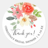 Waterverf Zomer Bloemen Vrijgezellenfeest Dank u Ronde Sticker (Voorkant)