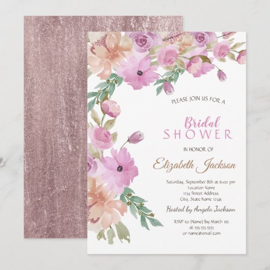 Waterverf Zomer Bloemen Vrijgezellenfeest Kaart (Voorkant / Achterkant)