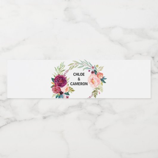 Waterverf Zomer Bloemen Water Flesje Label Waterfles Etiket (Enkel label)