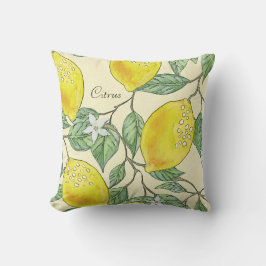 Waterverf zomer Citrus Lemons Patroon Kussen