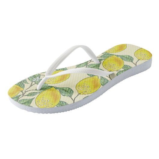  Waterverf zomer Citrus Lemons Patroon Teenslippers (Schuin)