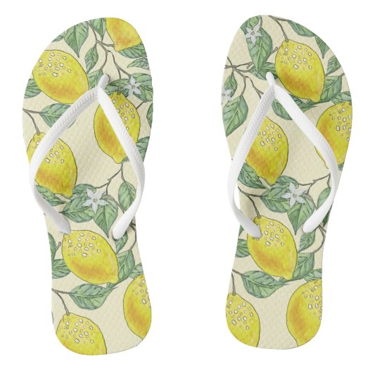 Waterverf zomer Citrus Lemons Patroon Teenslippers (Voetbed)