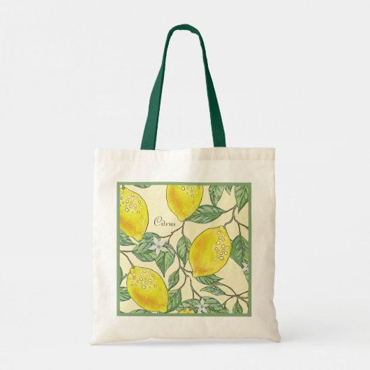  Waterverf zomer Citrus Lemons Patroon Tote Bag (Achterkant)
