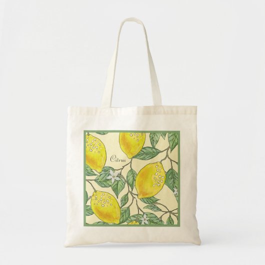 Waterverf zomer Citrus Lemons Patroon Tote Bag (Voorkant)