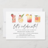 Waterverf Zomer Cocktails Verjaardagsfeestje Kaart (Voorkant)