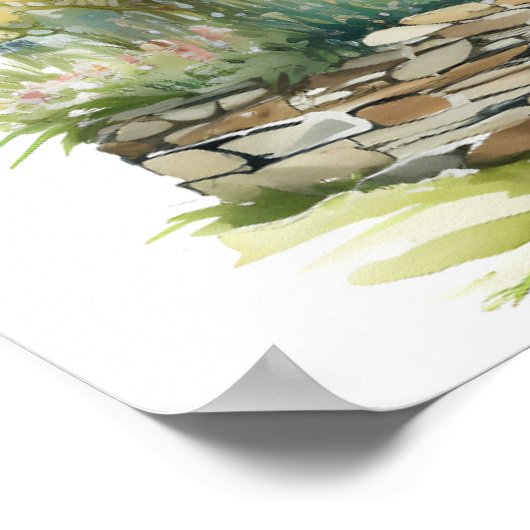 Waterverf Zomer Engels Cottage Poster (Hoek)