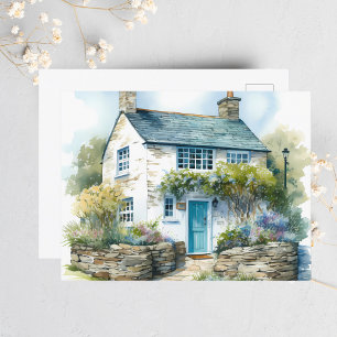 Waterverf Zomer Engels Country Cottage Briefkaart