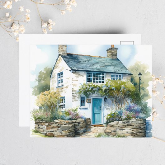 Waterverf Zomer Engels Country Cottage Briefkaart