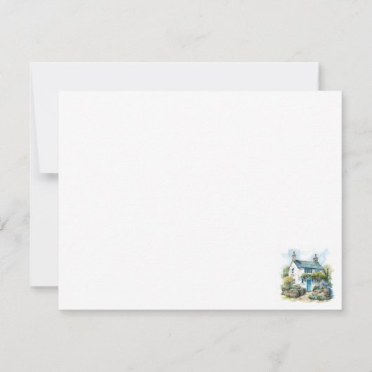 Waterverf Zomer Engels Country Cottage Notitiekaartje (Achterkant)