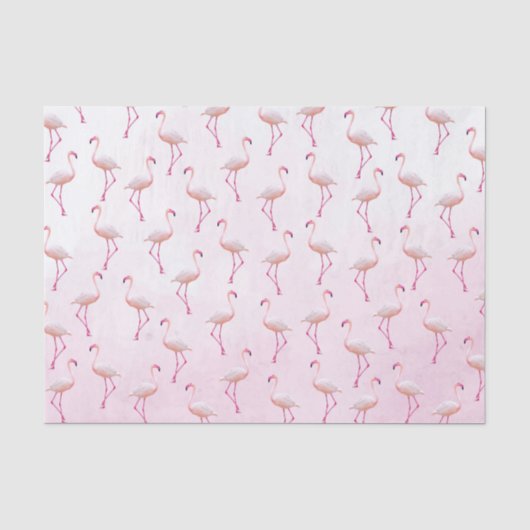 Waterverf Zomer Flamingo patroon Tissuepapier (Voorkant)