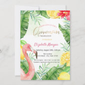 Waterverf Zomer Flamingo Quinceanera Kaart (Voorkant)