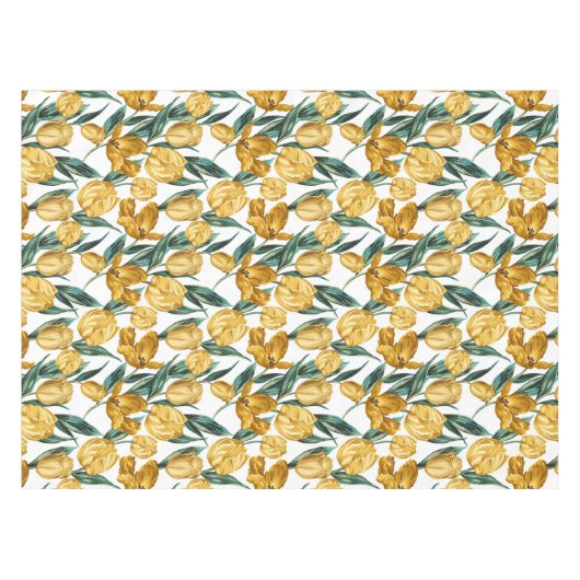 Waterverf  Zomer Gele Tulpen Pasen Tafelkleed (Voorkant (Horizontaal))