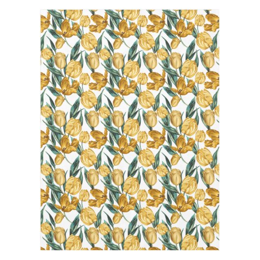 Waterverf Zomer Gele Tulpen Pasen Tafelkleed (Voorkant)