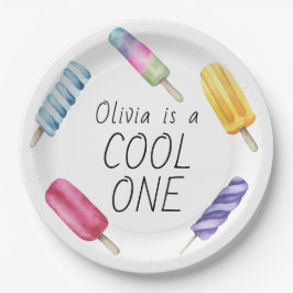 Waterverf zomer ijsje verjaardag papieren bordje