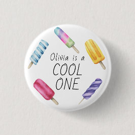 Waterverf zomer ijsje verjaardag ronde button 3,2 cm