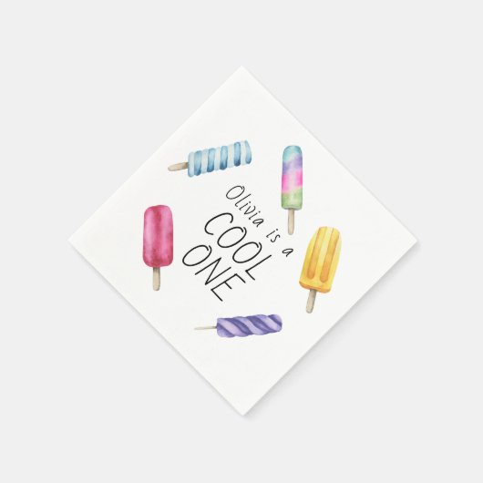 Waterverf zomer ijsje verjaardag servet (Hoek)