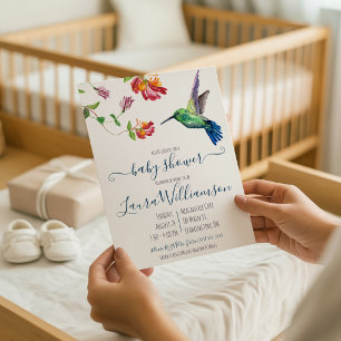 Waterverf Zomer Kolibrie Baby Shower Kaart
