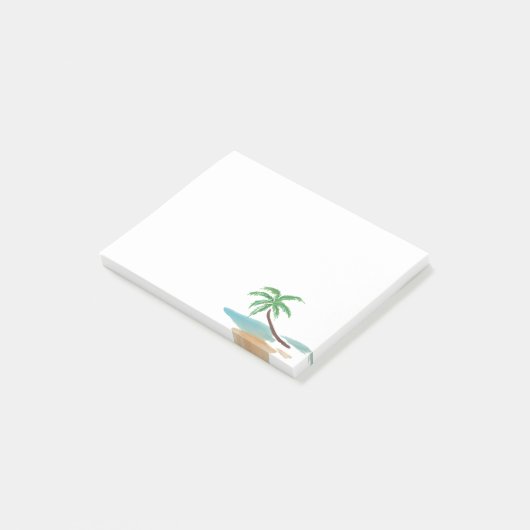  Waterverf Zomer Oceaan Palmbomen Post-it® Notes (Schuin)