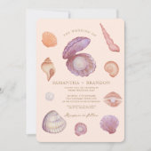 Waterverf zomer oceaan zeeschelp parel bruiloft kaart (Voorkant)