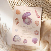 Waterverf zomer oceaan zeeschelp parel bruiloft