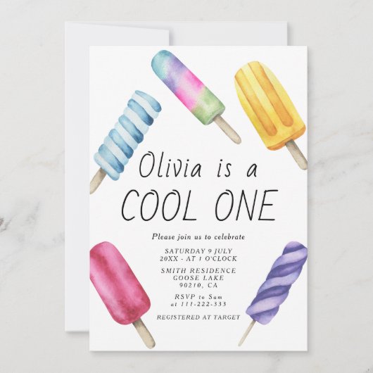 Waterverf Zomer Popsicle Ice Cream Kids Verjaardag Kaart (Voorkant)