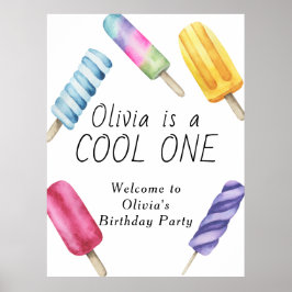 Waterverf Zomer Popsicle Ice Cream Kids Verjaardag Poster