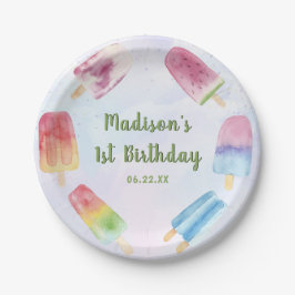 Waterverf Zomer Popsicle Verjaardagsfeest Papieren Bordje
