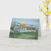 Waterverf zomer roeiboten kaart (Gele Bloem)