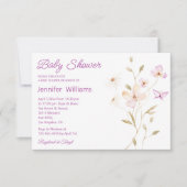 waterverf Zomer Roze Bloemen Meisje baby shower Kaart (Voorkant)