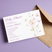 waterverf Zomer Roze Bloemen Meisje baby shower Kaart