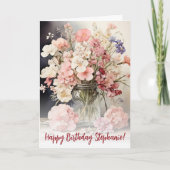 Waterverf Zomer Roze Boeket Verjaardag Kaart (Voorkant)