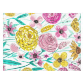 Waterverf zomer roze gele bloemen tafelkleed (Voorkant (Horizontaal))