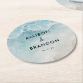 Waterverf Zomer Strand Bruiloft Ronde Kartonnen Onderzetter (Gebogen)