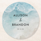Waterverf Zomer Strand Bruiloft Ronde Kartonnen Onderzetter (Voorkant)