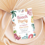 Waterverf Zomer Strand Sweet Sixteen Kaart<br><div class="desc">Gooi een strandfeestje voor het lieve zestiende verjaardagsfeest van je dochter met deze coole en chique uitnodiging met waterverf zomerelementen.</div>
