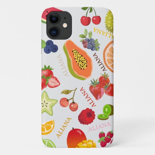  Waterverf Zomer Vruchten Patroon met naam Case-Mate iPhone Case (Achterkant)