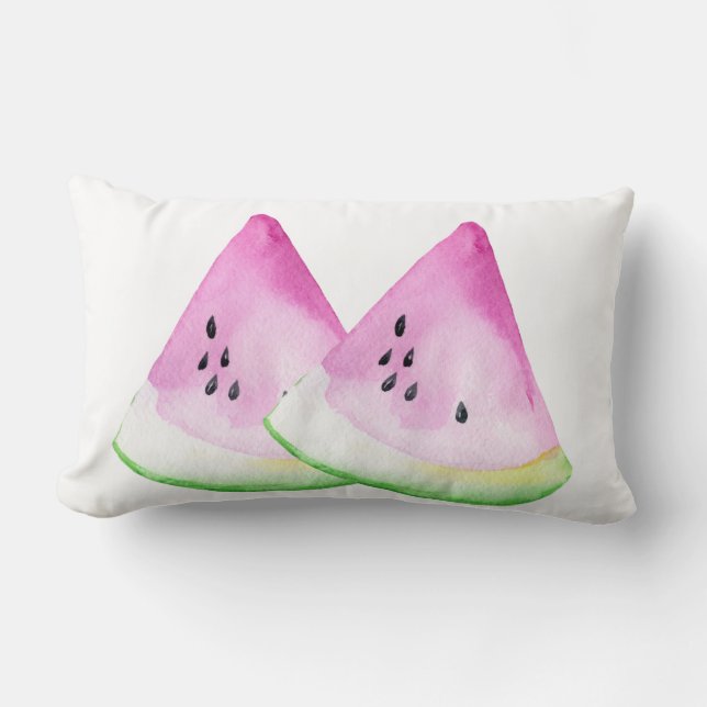 Waterverf Zomer Watermeloen Slices Accent Kussen (Voorkant)
