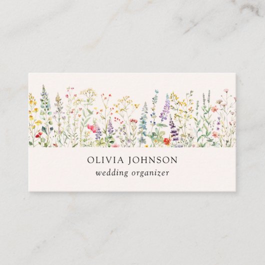 Waterverf Zomer Wildflower Floral Visitekaartje (Voorkant)