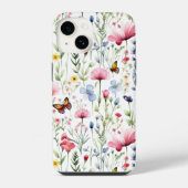 Waterverf Zomer Wildflower Pattern iPhone Hoesje (Achterkant)
